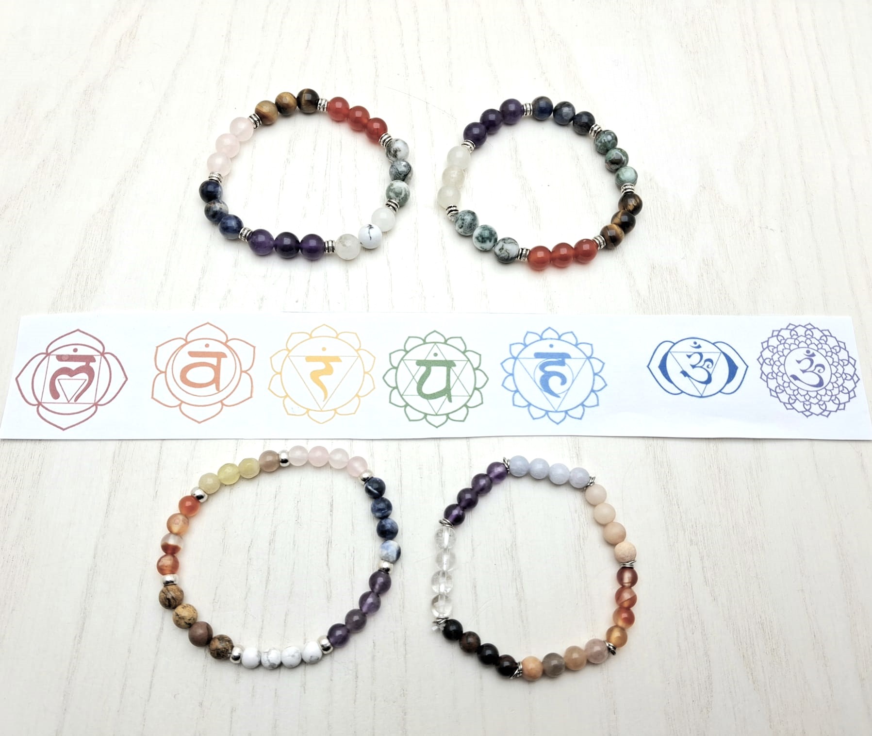 Bracciali con i cristalli dei 7 chakra