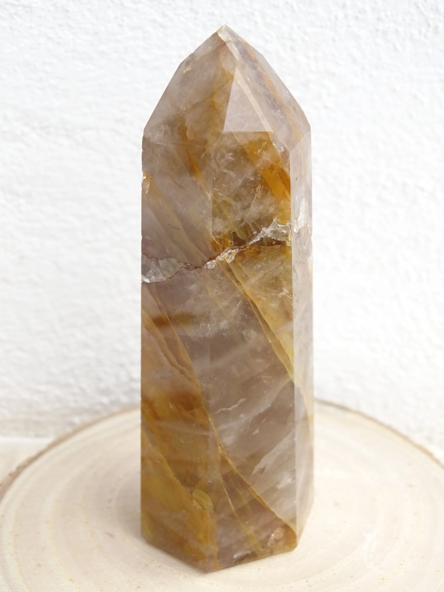Torre Quarzo golden healer e Quarzo fumè altezza 10 cm