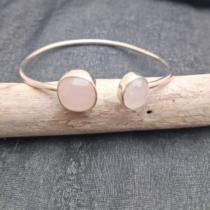 Bracciale Quarzo rosa montatura rigida in argento