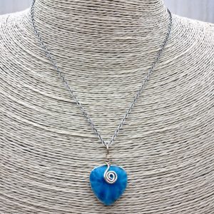 collana cuore in Larimar con montatura in argento