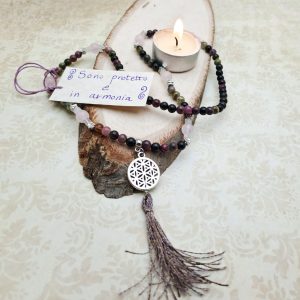Japamantra con Tormalina Rosa, Verde, Nera e Quarzo Rosa
