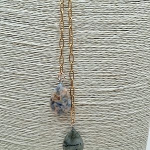 collana saliscendi con Labradorite e Agata dal pizzo