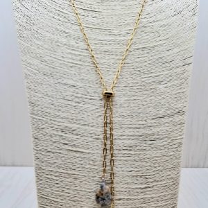 collana saliscendi con Labradorite e Agata dal pizzo